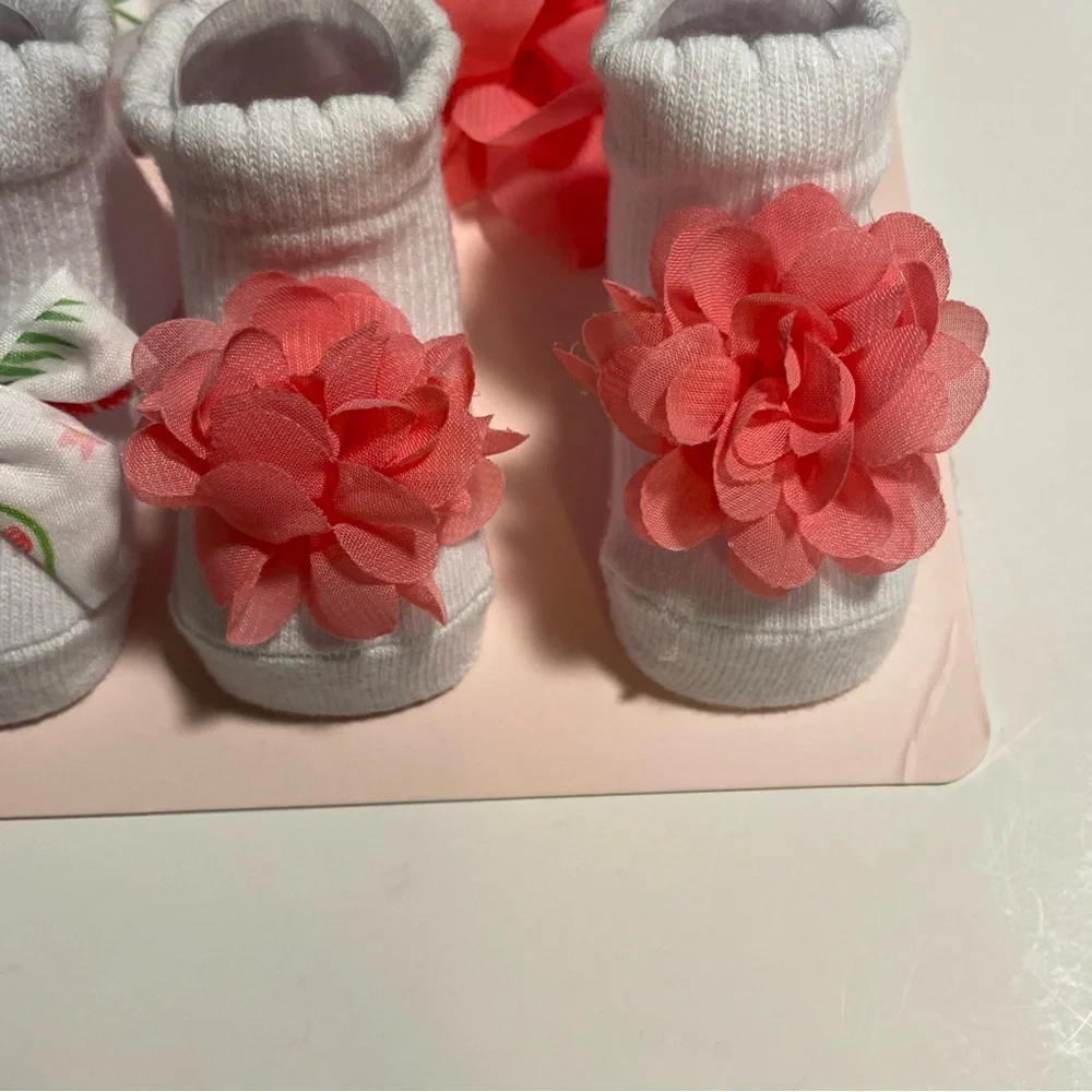 bebe Baby Boutique 4PC Headbands And Booties/socks New